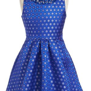 Trixxi Dot Jacquard Fit & Flare Dress